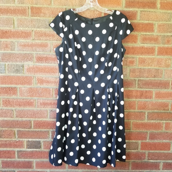 AB Studio Women's Black and White Polka Dot Dress - Picture 3 of 12